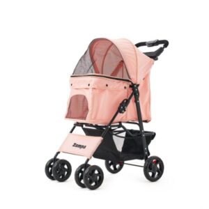 Zampa Core Kedi & Köpek Arabası Pembe 37×55×96 cm | Konforlu ve Güvenli Taşıma Çözümü