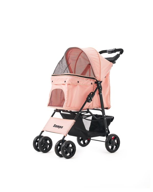 Zampa Core Kedi & Köpek Arabası Pembe 37×55×96 cm | Konforlu ve Güvenli Taşıma Çözümü