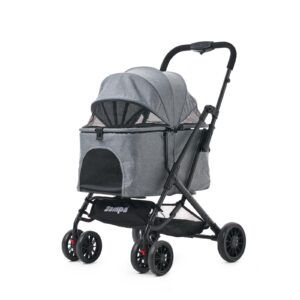 Zampa Flow Kedi & Köpek Arabası Gri – 15 kg Taşıma Kapasiteli Konforlu Puset