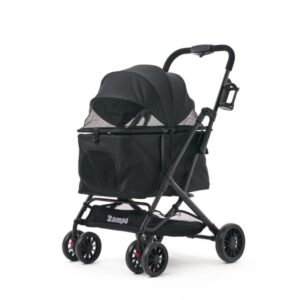 Zampa Flow Kedi & Köpek Arabası Siyah – 15 kg Taşıma Kapasiteli Şık ve Konforlu Puset