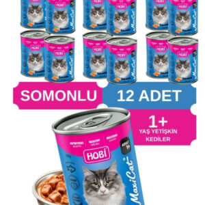 Hobi Maxicat Somonlu Yetişkin Kedi Konservesi 400 Gr x 12 Adet – Omega Destekli, Tam ve Dengeli Mama