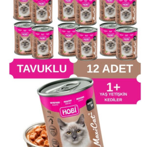 Hobi Maxicat Tavuklu Yetişkin Kedi Konservesi 400 Gr x 12 Adet – Taurin Destekli, Tam ve Dengeli Mama