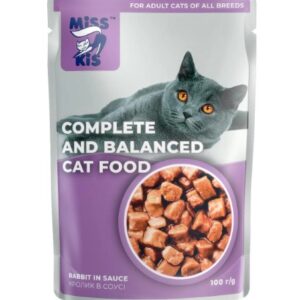 Miss Kis Tavşanlı Yetişkin Kedi Pouch 100 Gr – Hassas Kediler İçin Novel Protein Yaş Mama