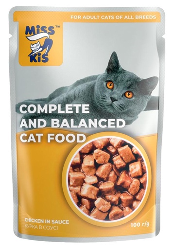 Miss Kis Tavuklu Yetişkin Kedi Pouch 100 Gr – %100 Et İçerikli Lezzetli Yaş Mama