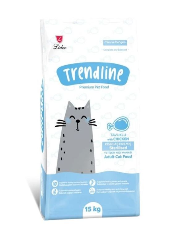 Trendline Tavuklu Kısırlaştırılmış Yetişkin Kedi Maması 15 Kg – Kilo Kontrolü ve Dengeli Beslenme