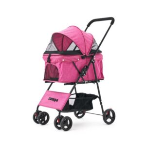 Zampa Flux Kedi & Köpek Arabası Pembe – 15 kg Taşıma Kapasiteli Ergonomik Puset