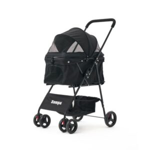 Zampa Flux Kedi & Köpek Arabası Siyah – 15 kg Taşıma Kapasiteli Ergonomik Puset