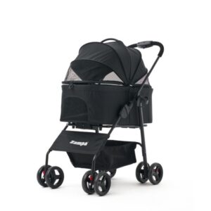 Zampa Pure Kedi & Köpek Arabası Siyah – 15 kg Kapasiteli Ayrılabilen Pusetli Modern Tasarım