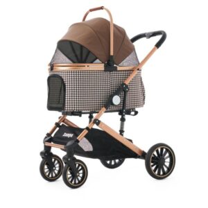 Zampa Vector Kedi & Köpek Arabası Kahverengi – 20 kg Taşıma Kapasiteli Premium Puset