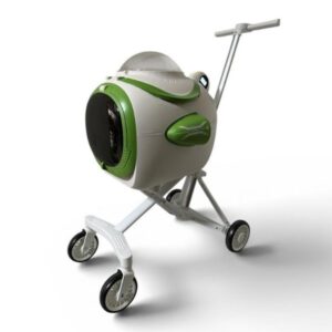 Ewox Astronot Model Fanlı Evcil Hayvan Taşıma Arabası P50-B – Beyaz Yeşil, 4’ü 1 Arada Konforlu Taşıma