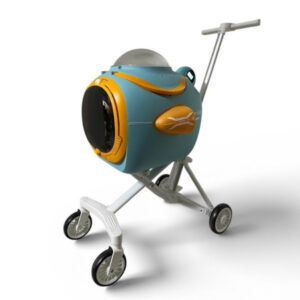 Ewox Astronot Model Fanlı Evcil Hayvan Taşıma Arabası P50-M – Mavi Turuncu, 4’ü 1 Arada Konforlu Taşıma