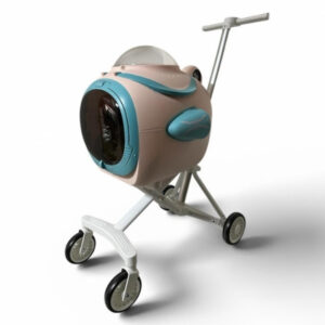 Ewox Astronot Model Fanlı Evcil Hayvan Taşıma Arabası P50-P – Pembe Turkuaz, 4’ü 1 Arada Konforlu Taşıma