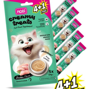 Hobi Tavuk Aromalı Krema Kedi Ödül Maması 14 gr x 5 – Lezzetli ve Sağlıklı Ödül