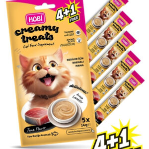 Hobi Ton Balığı Aromalı Krema Kedi Ödül Maması 14 gr x 5 – Lezzetli ve Sağlıklı Ödül
