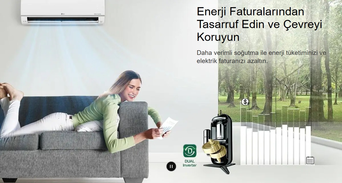 LG Dualcool Plus PC24SQ 24000 BTU A++ Inverter Klima – Akıllı Wi-Fi Kontrol ve Enerji Tasarrufu - Görsel 5