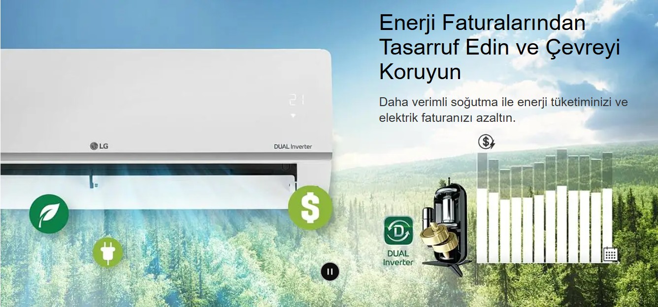 LG Dualcool Plus PC24SQ 24000 BTU A++ Inverter Klima – Akıllı Wi-Fi Kontrol ve Enerji Tasarrufu - Görsel 6