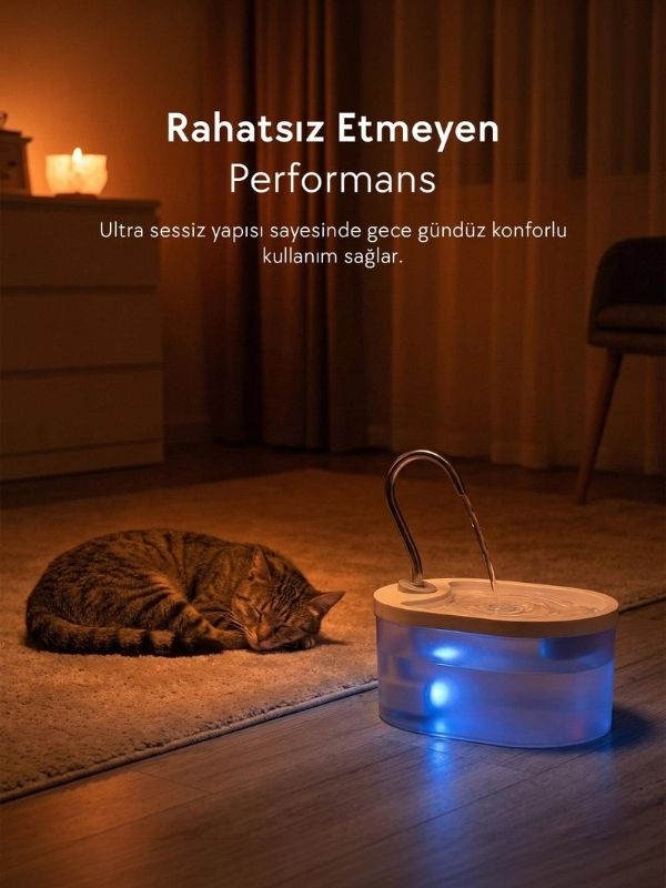 Zampa PWF-01 Oval Pet Otomatik Su Pınarı 3.2L – Kediler ve Köpekler İçin Taze Su Çözümü - Görsel 2
