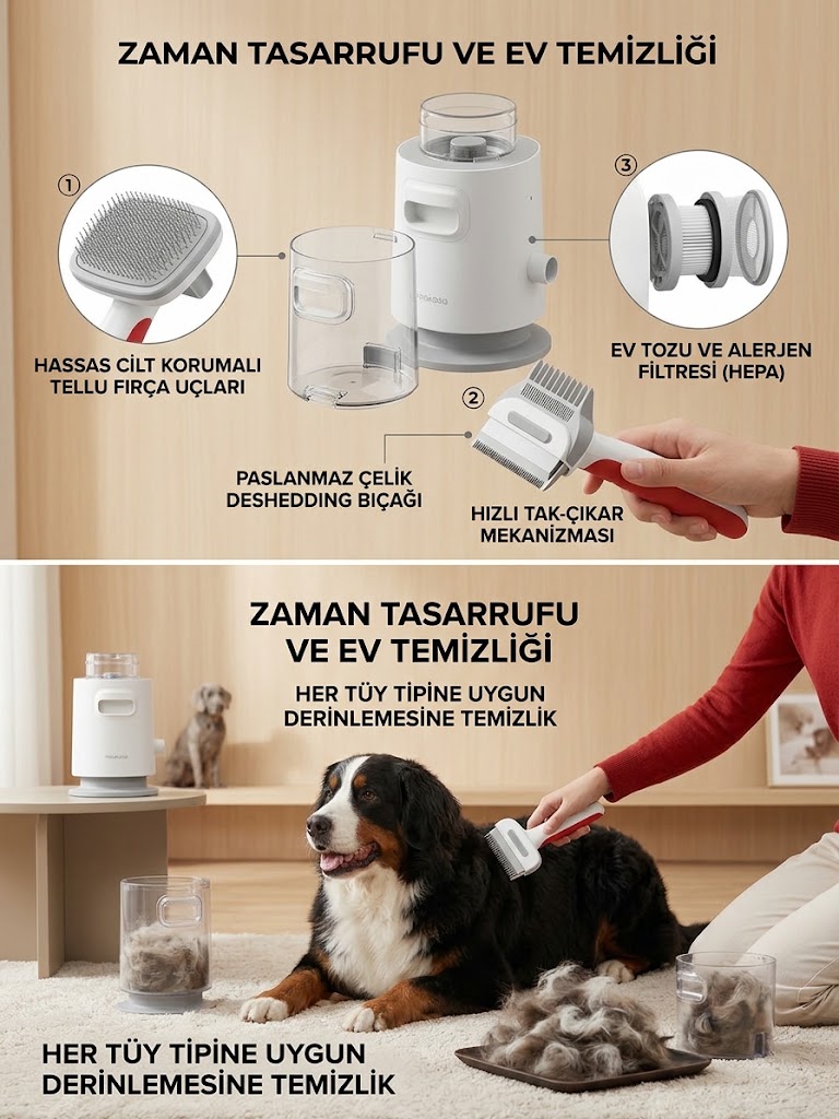 Neakasa P0 Pro Vakumlu Kedi & Köpek Tıraş Makinesi (Z-P0)| Sessiz ve Hijyenik Bakım - Görsel 2