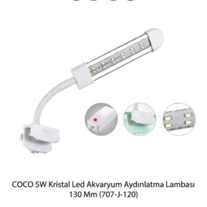 Coco 5W Kristal Led Akvaryum Aydınlatma Lambası 130 mm RGB Klipsli | J-120 (707-J-120)