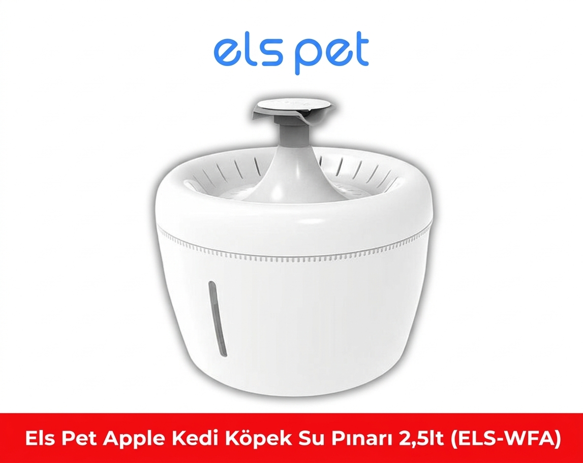 Els Pet Apple Kedi ve Köpek Su Pınarı 2,5 Litre Filtreli Otomatik Su Sebili (ELS-WFA)