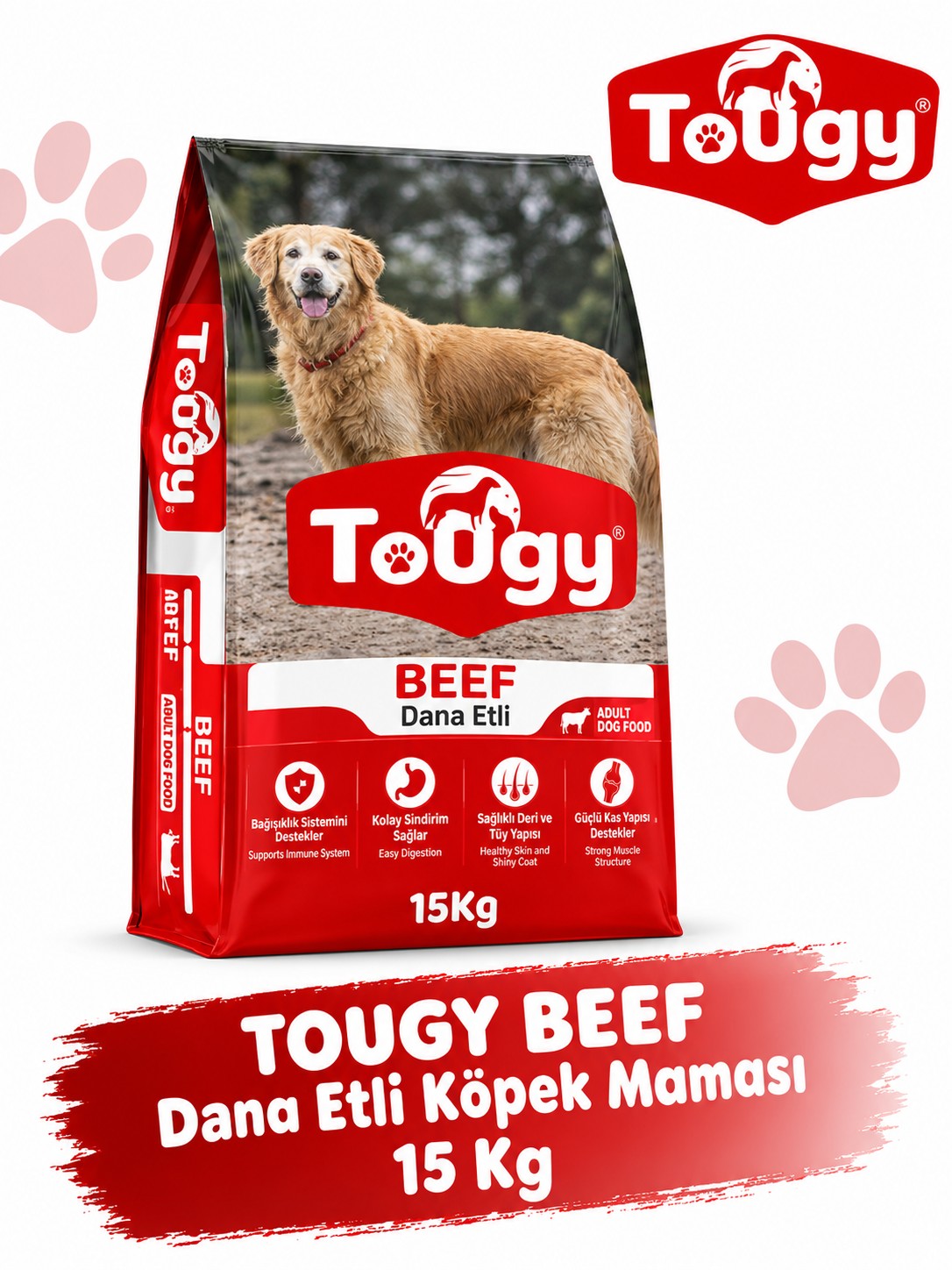 TOUGY Beef Dana Etli Yetişkin Köpek Maması 15 Kg - Tam ve Dengeli Günlük Beslenme Formülü