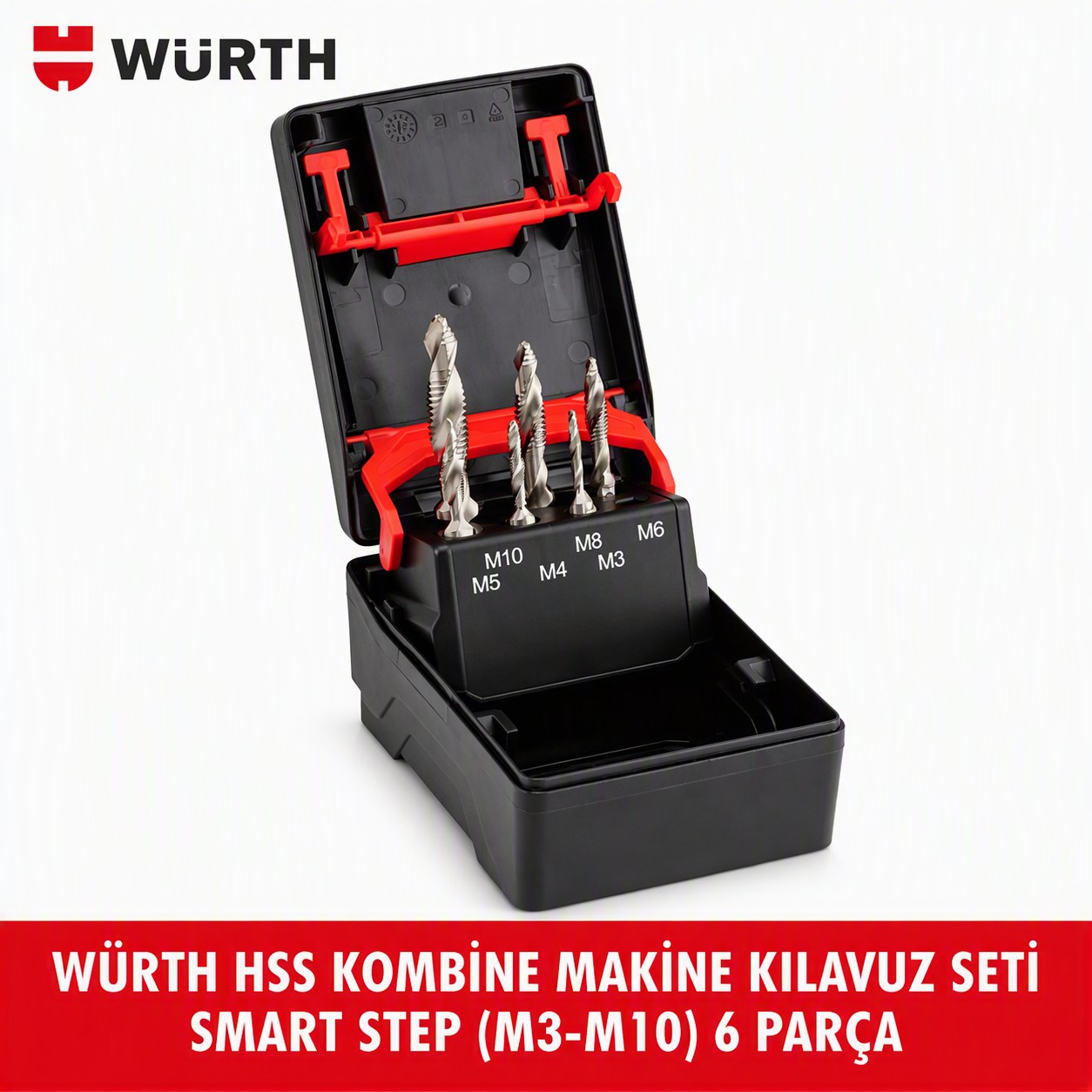 WÜRTH HSS Kombine Makine Kılavuz Seti SMART STEP M3-M10 6 Parça | Delme, Diş Açma ve Havşa Açma Tek İşlemde