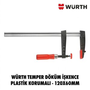 WÜRTH Temper Döküm İşkence Plastik Korumalı 120x60 mm | Ahşap Saplı Profesyonel Sıkıştırma Kelepçesi